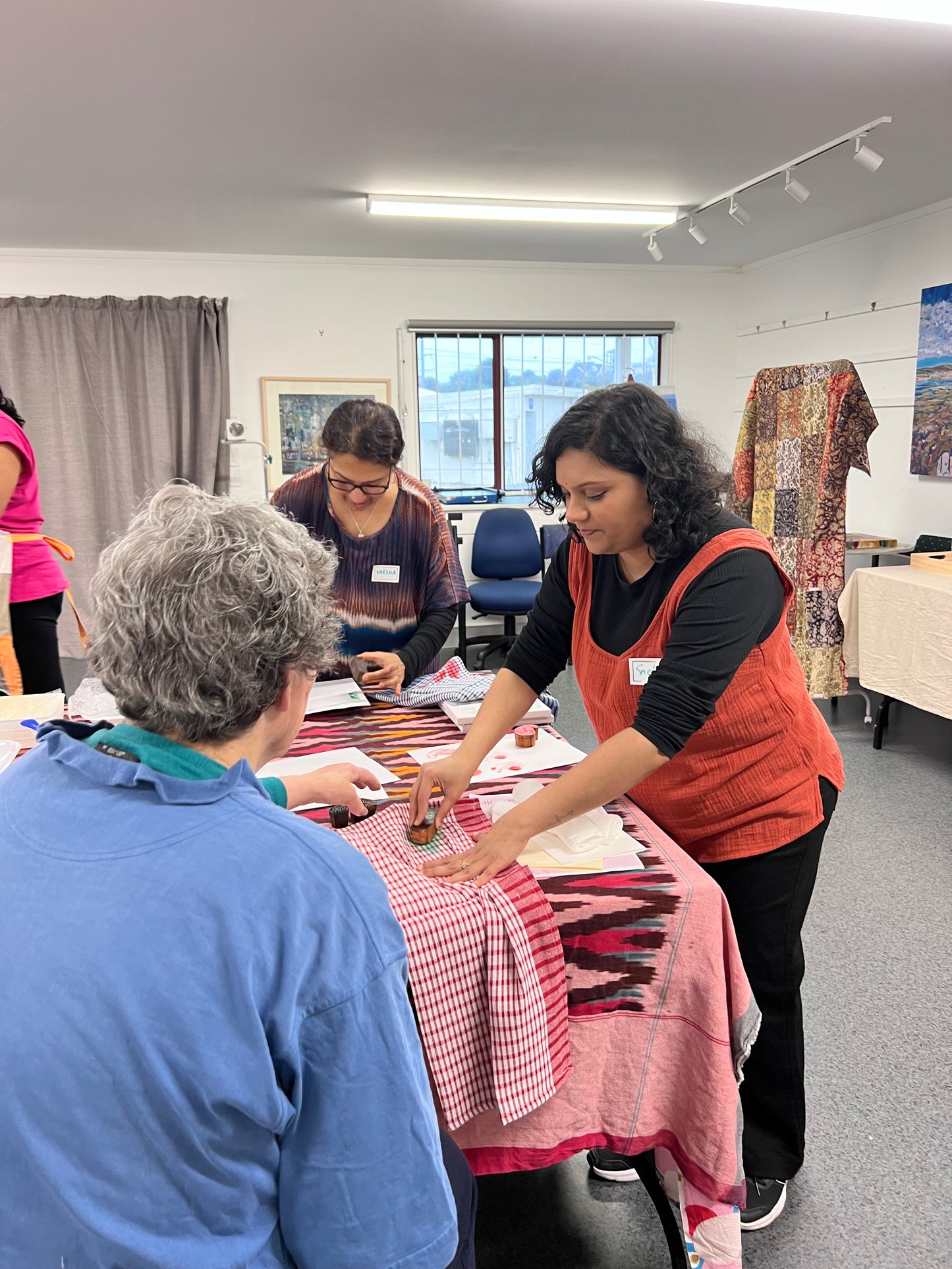 Wooden block printing workshop on fabric-Morning session Porirua